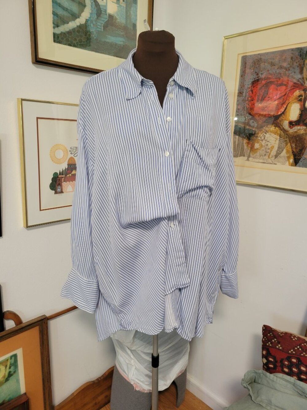 Zara Oversized Striped Shirt Size XL - Picture 4 of 5